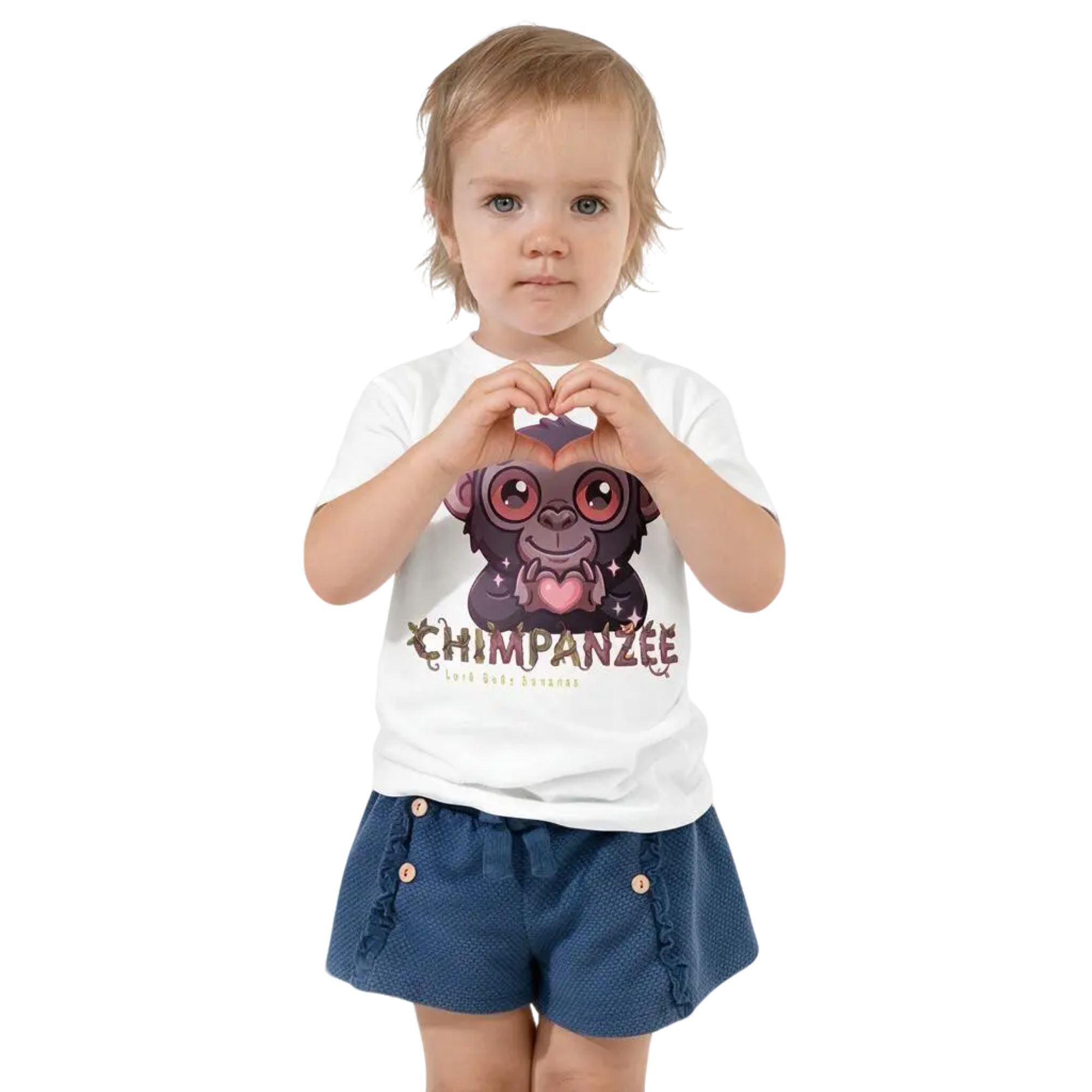 Heart in Pawz: Chimpanzee Graphic T‑Shirt for Little Pawz