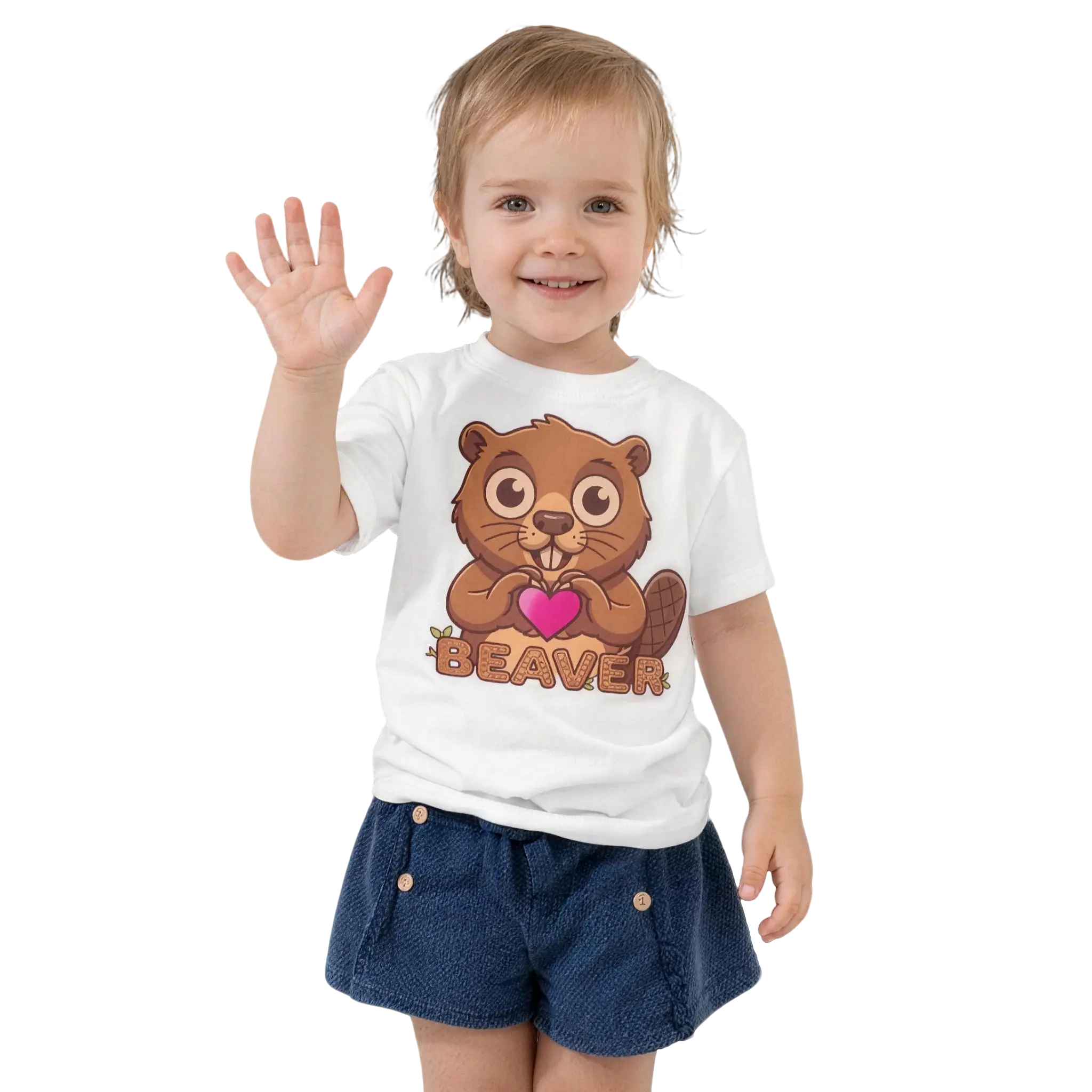 Heart in Pawz: Beaver Graphic T‑Shirt for Little Pawz