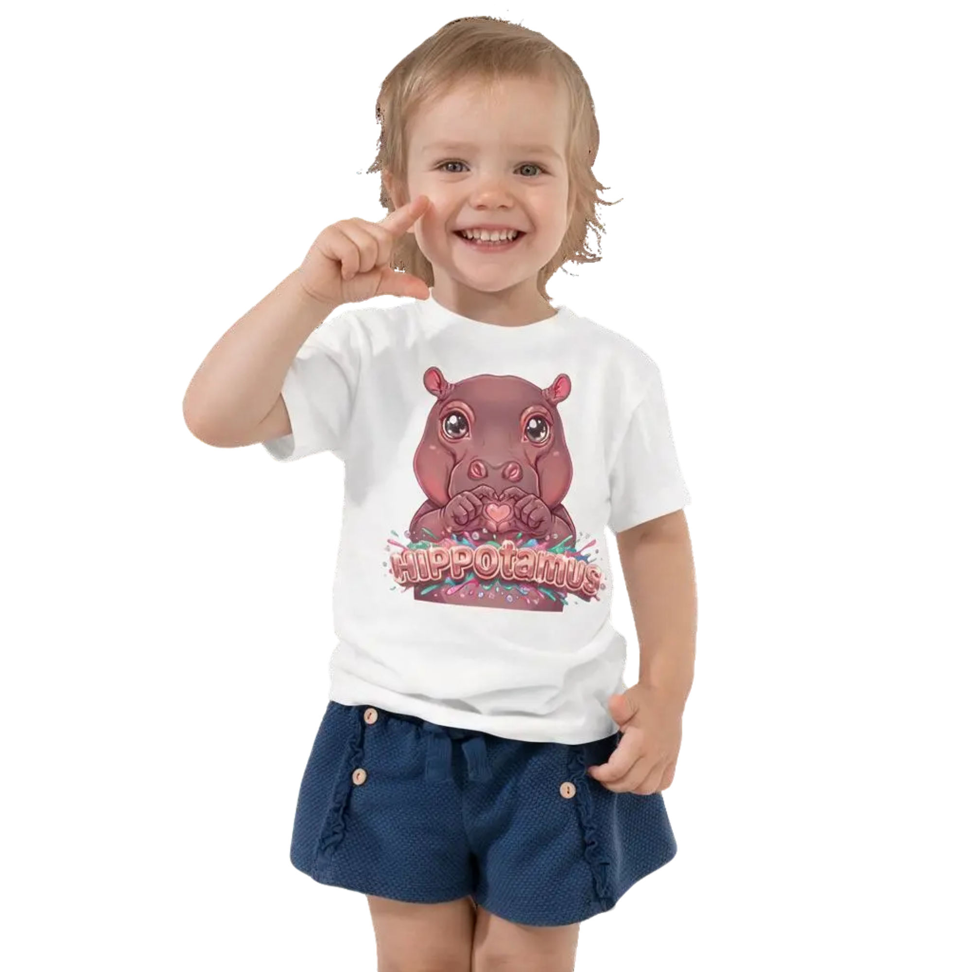 Heart in Pawz: Hippopotamus Graphic T‑Shirt for Little Pawz