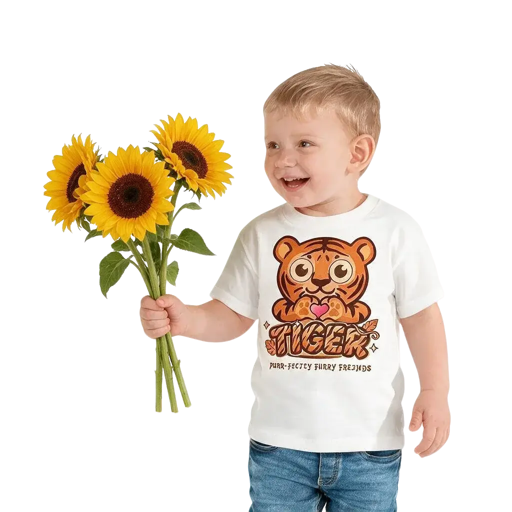 Heart in Pawz: Tiger Graphic T‑Shirt for Little Pawz