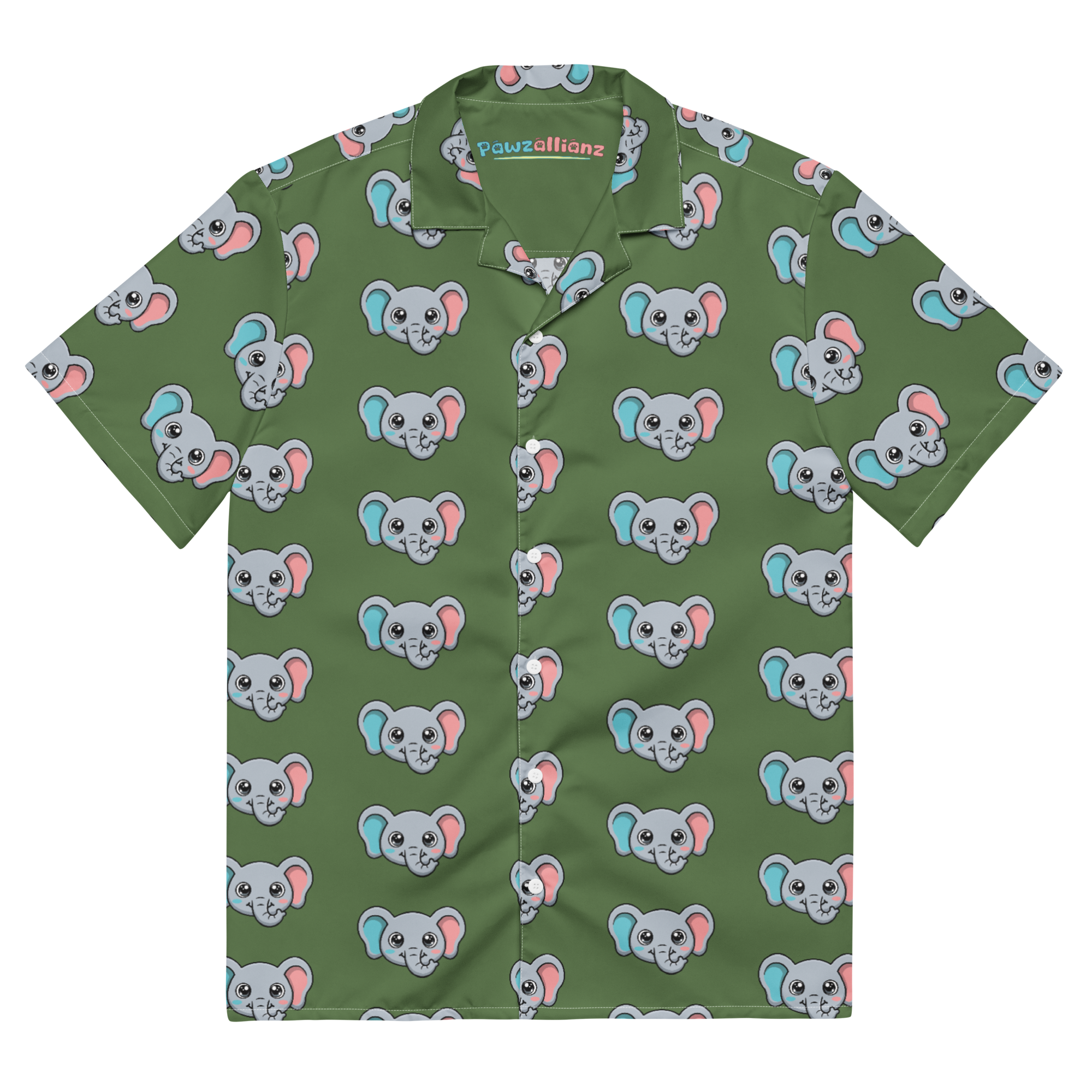 Pawz All Over | Elephant Button-Up Shirt | Unisex