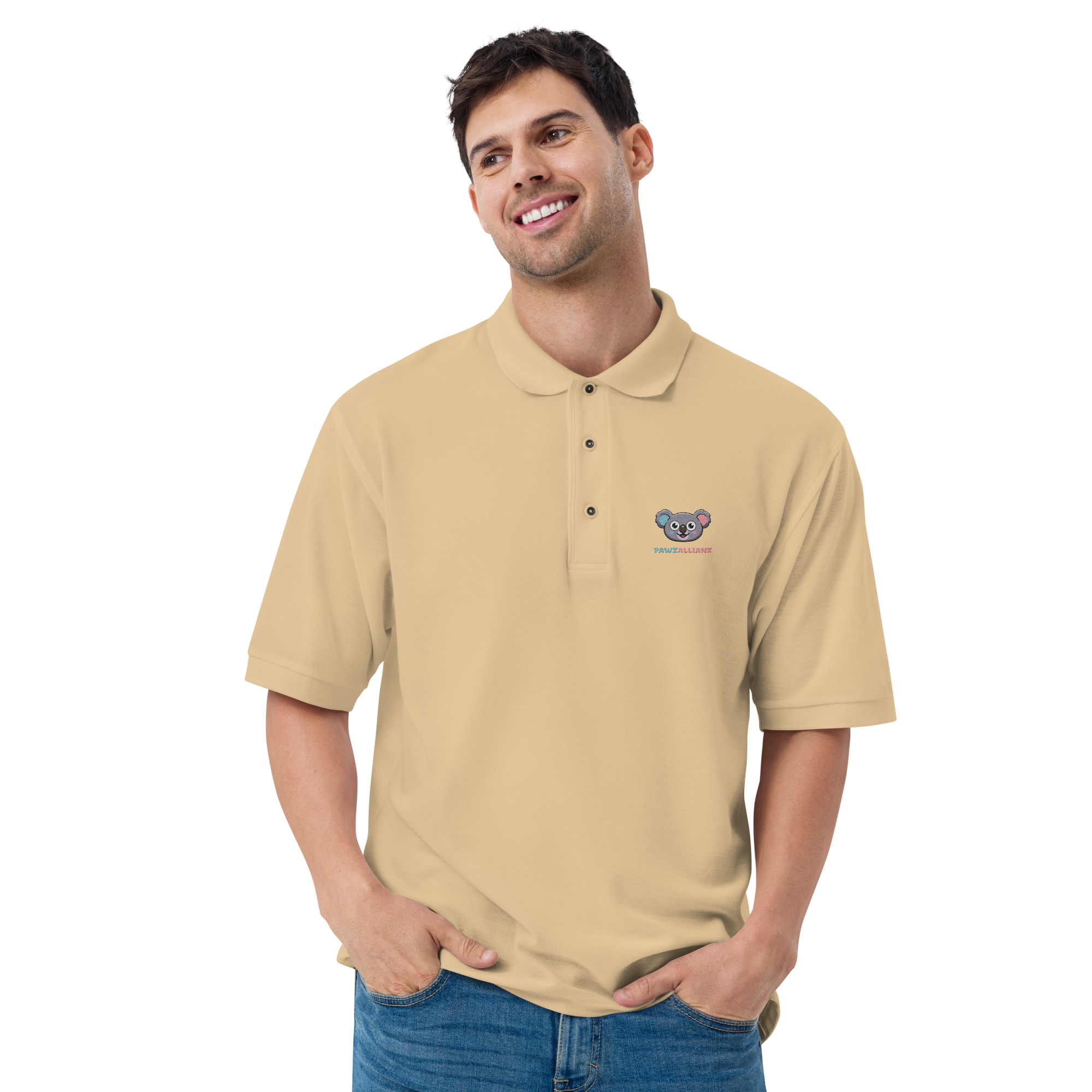 Pawz Minimal: Koala Embroidered Piqué Polo for Mr. Pawz