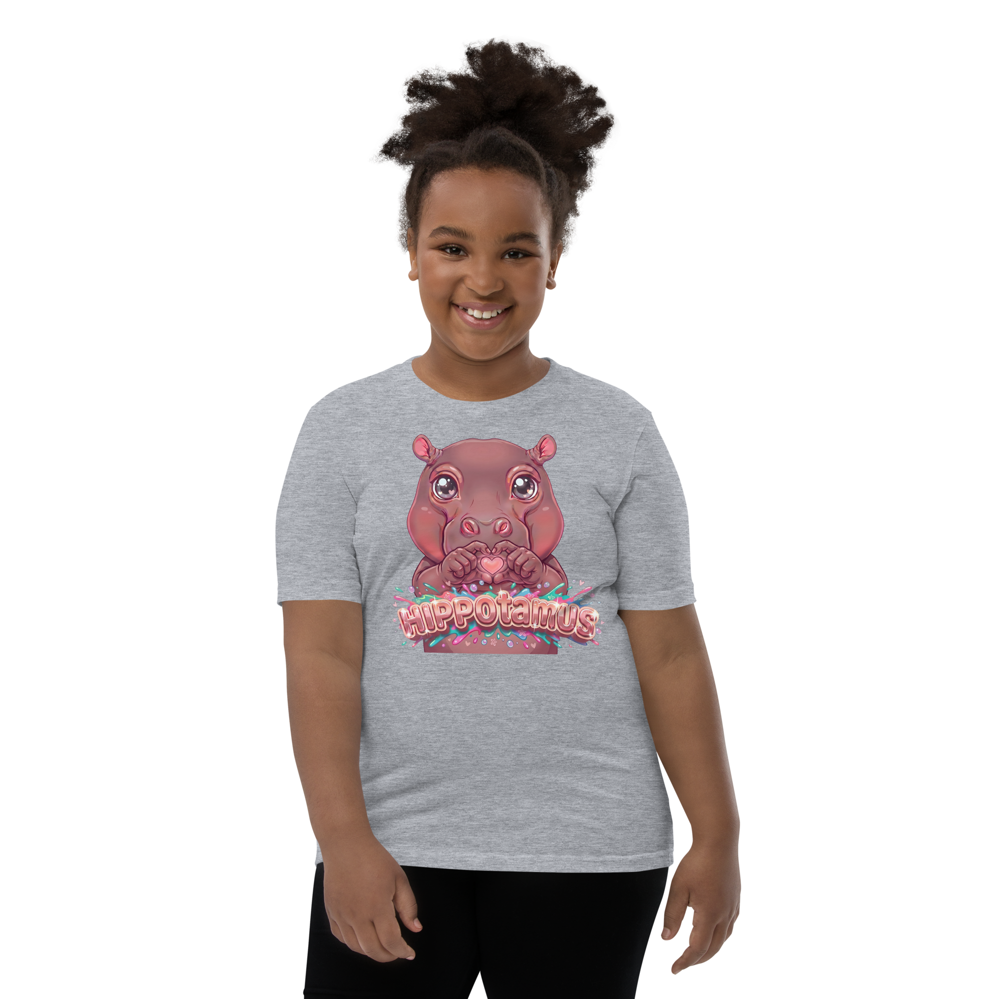 Heart in Pawz: Hippotamus Graphic T‑Shirt for Young Pawz