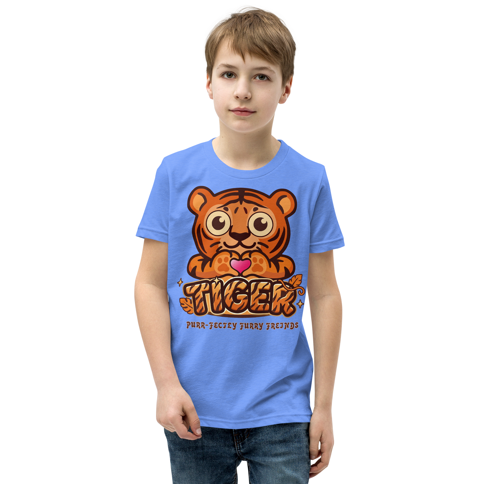 Heart in Pawz: Tiger Graphic T‑Shirt for Young Pawz