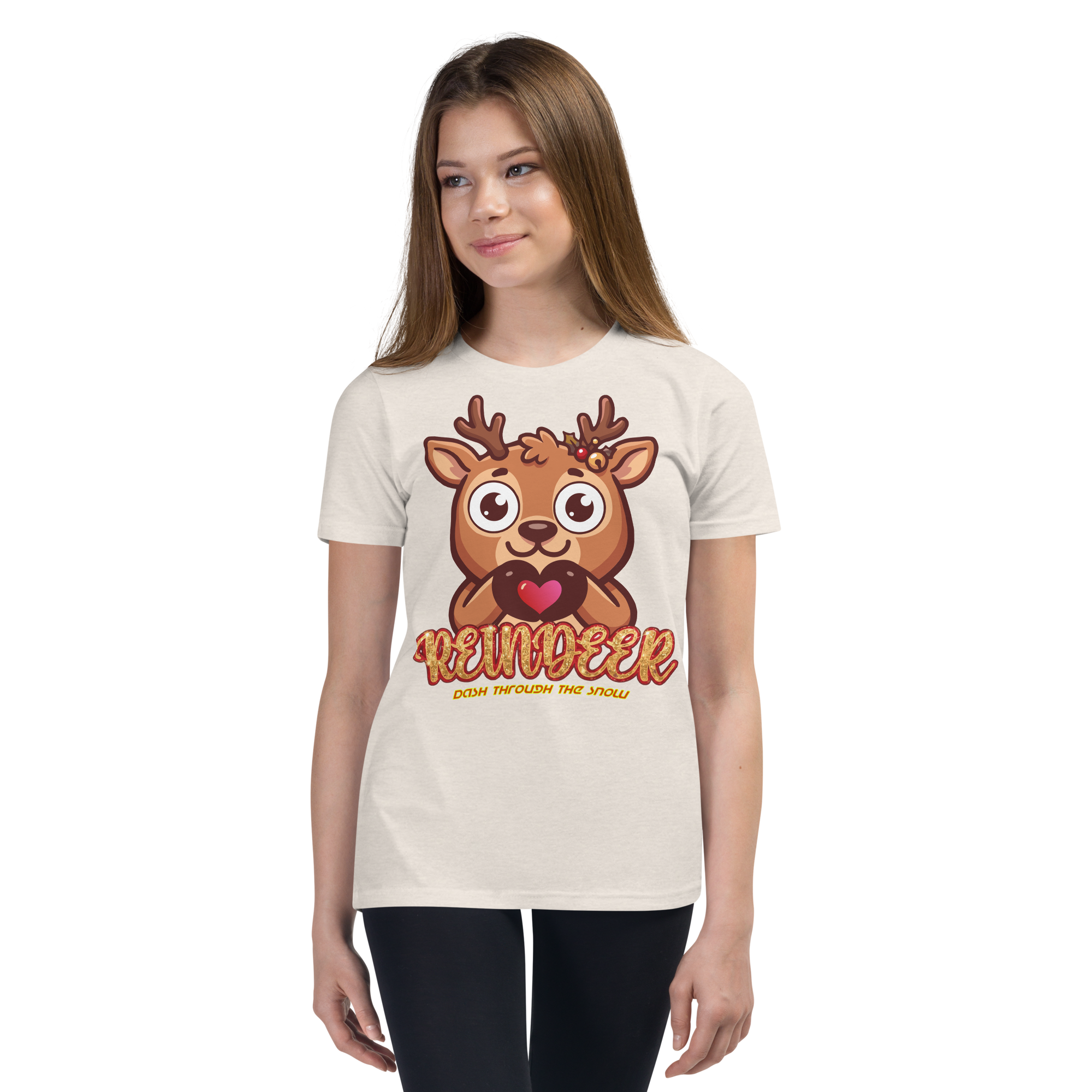 Heart in Pawz: Reindeer Graphic T‑Shirt for Young Pawz