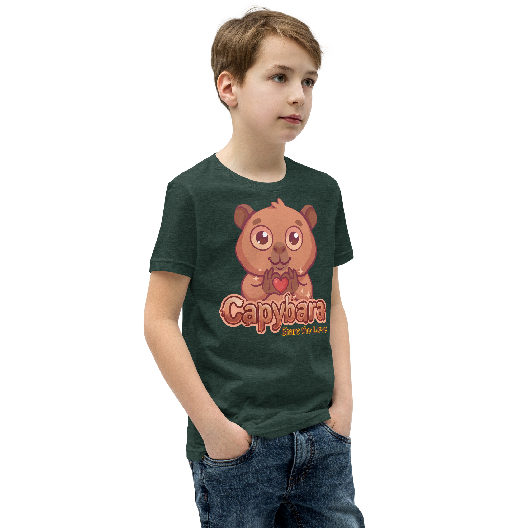 Heart in Pawz: Capybara Graphic T‑Shirt for Young Pawz