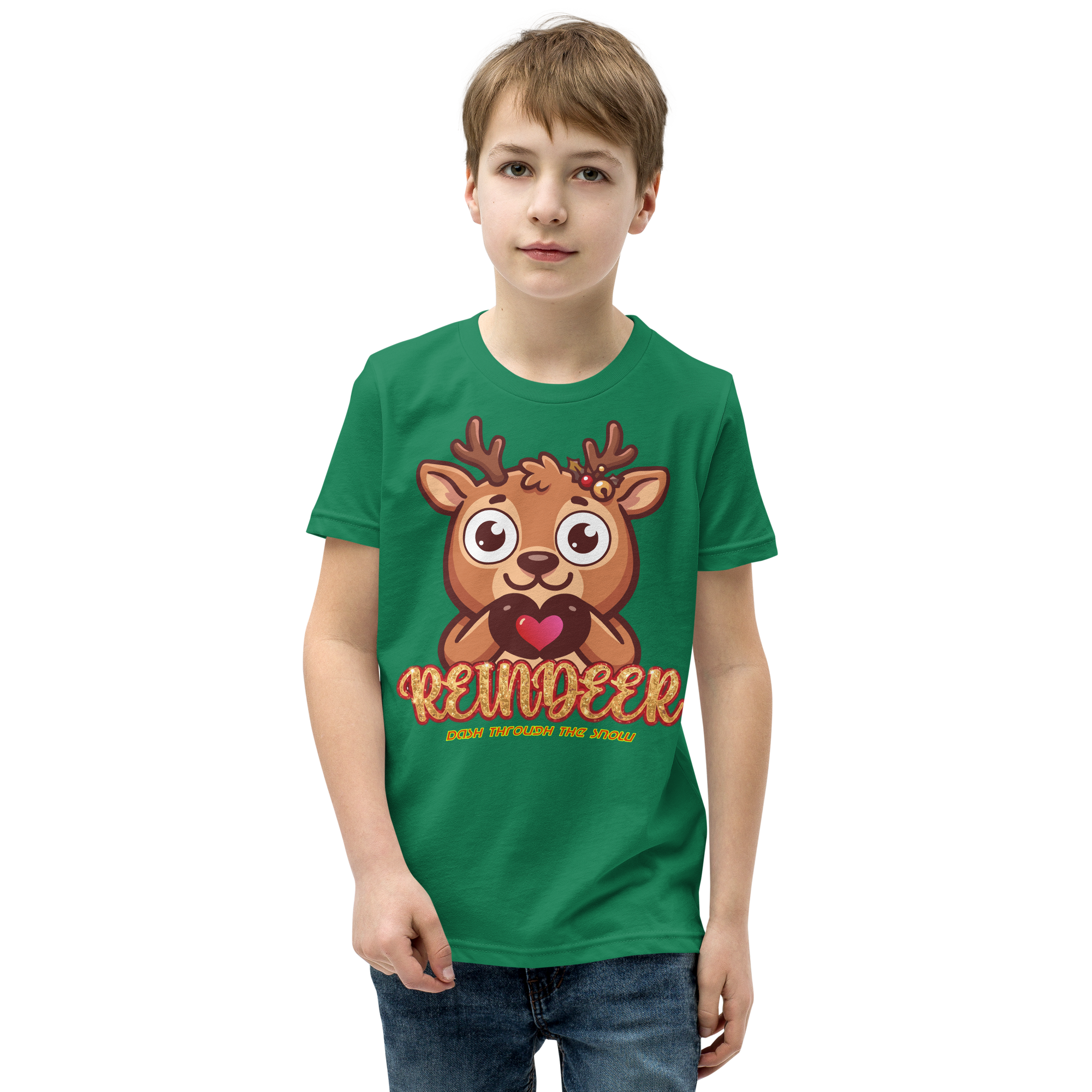 Heart in Pawz: Reindeer Graphic T‑Shirt for Young Pawz
