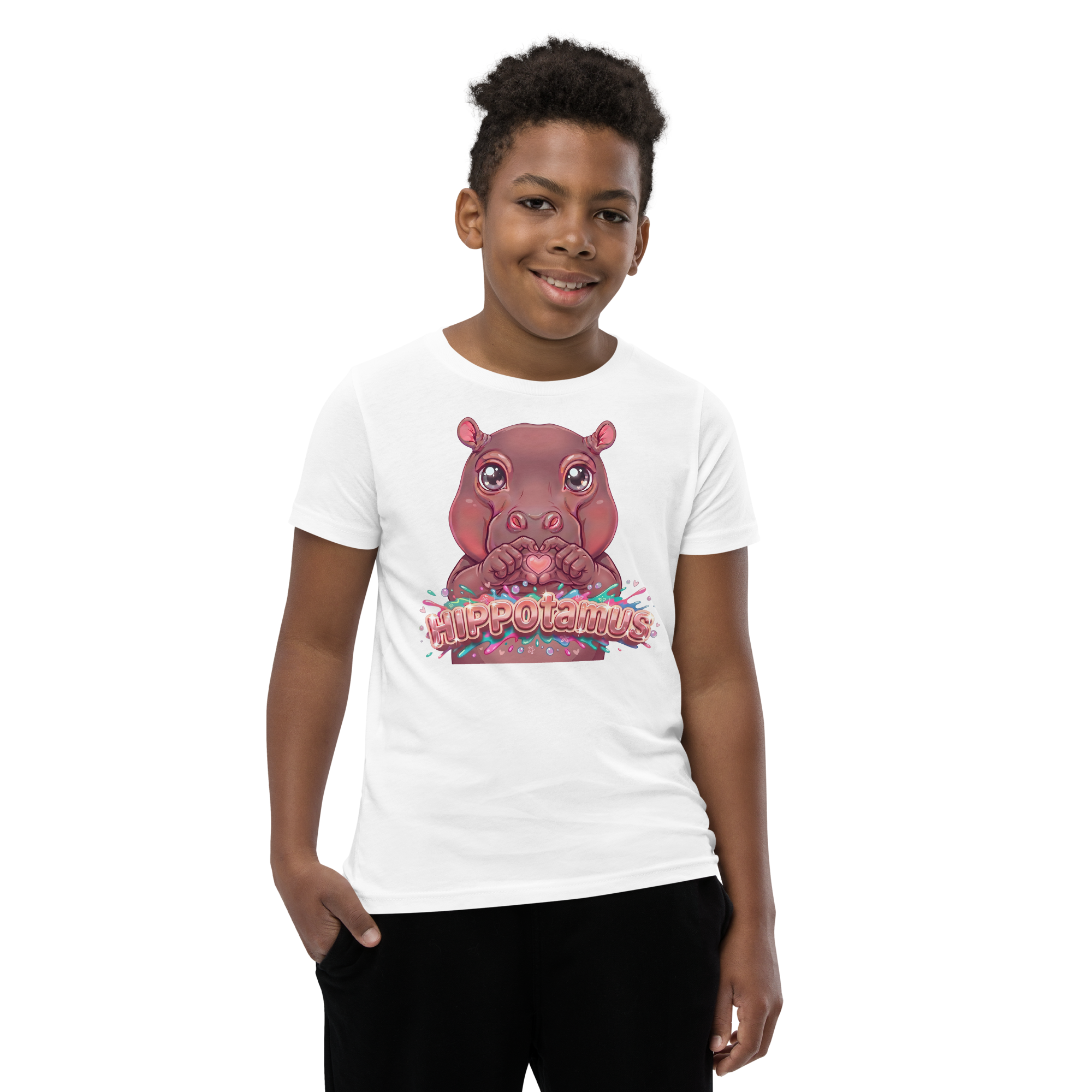Heart in Pawz: Hippotamus Graphic T‑Shirt for Young Pawz